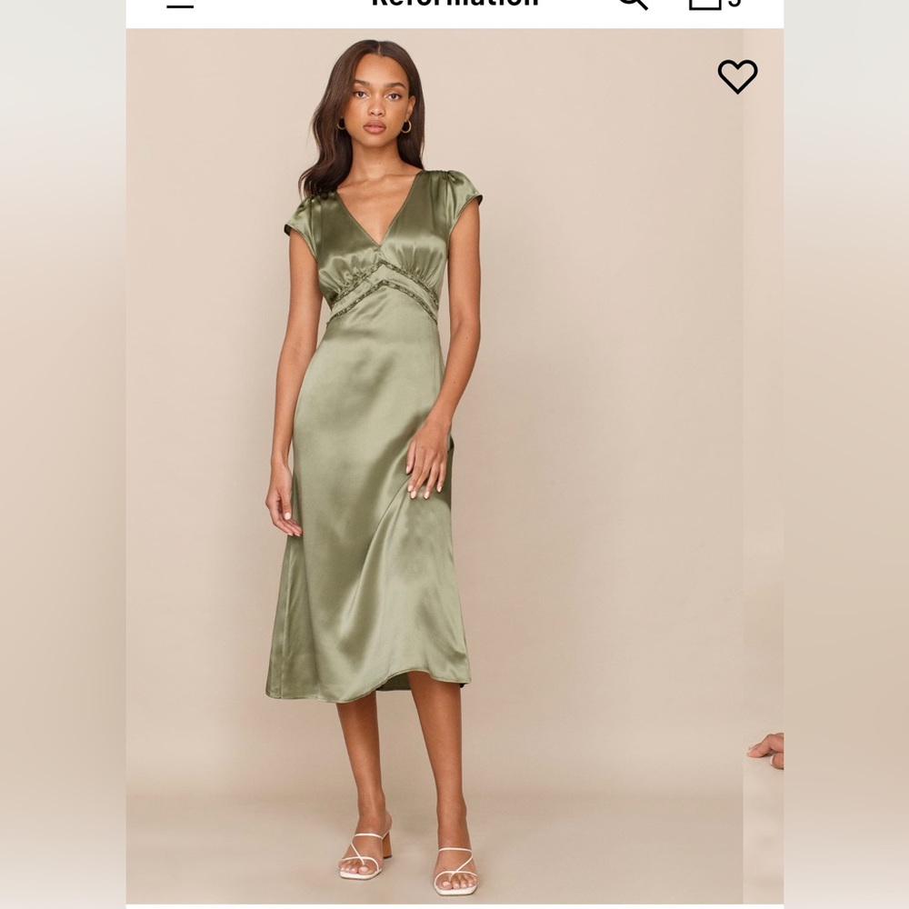 Reformation Green Silk Dress